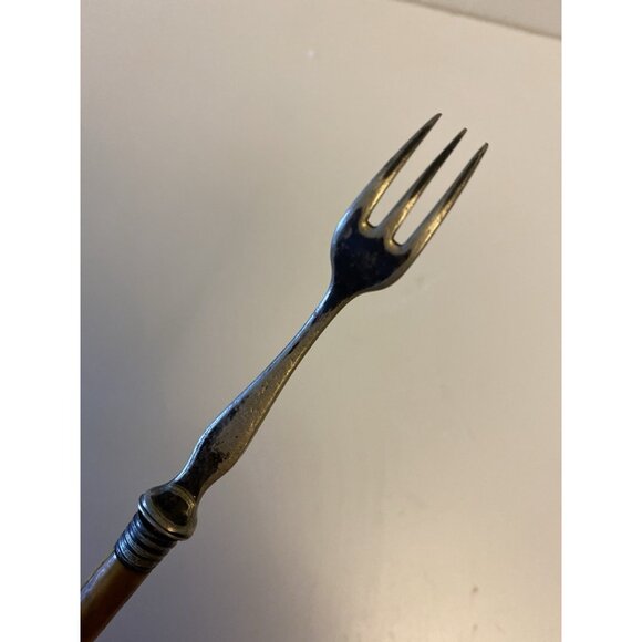 Victorian Antique Pickle Fork Twist Polished Bovine Bone Handle READ - Picture 6 of 10